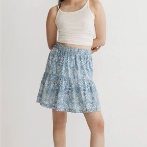Madewell Skater Mini Skirt Blue and White Tiered. Size XS